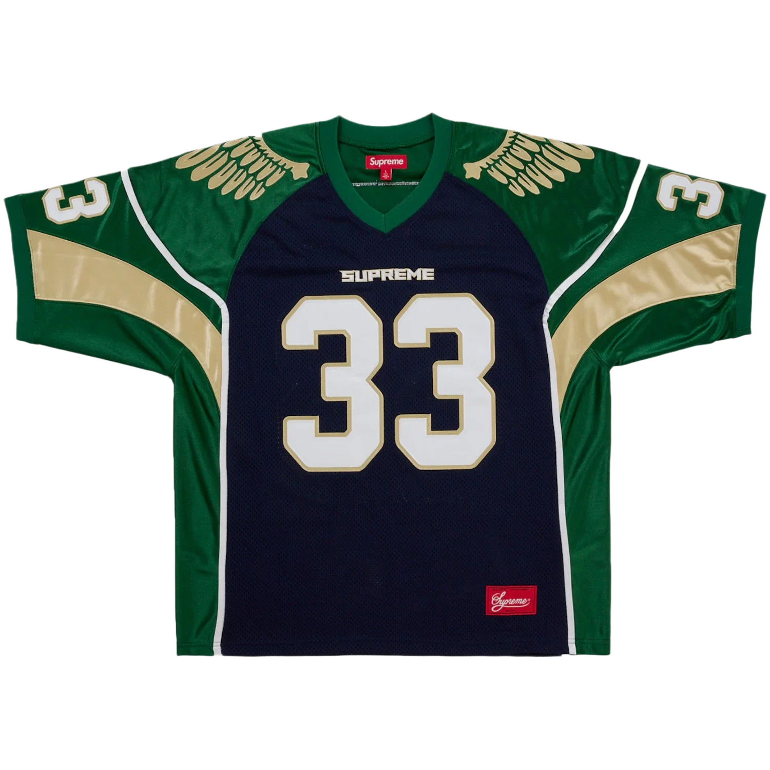 Supreme 'Wings' Navy and Green Football Jersey