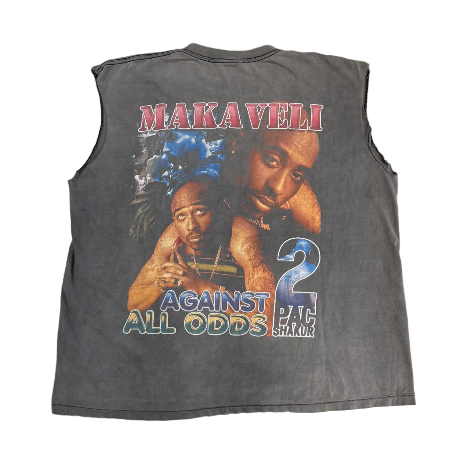 Tupac Shakur 'Makaveli Against All Odds' Vintage Cutoff Tee - Image 2