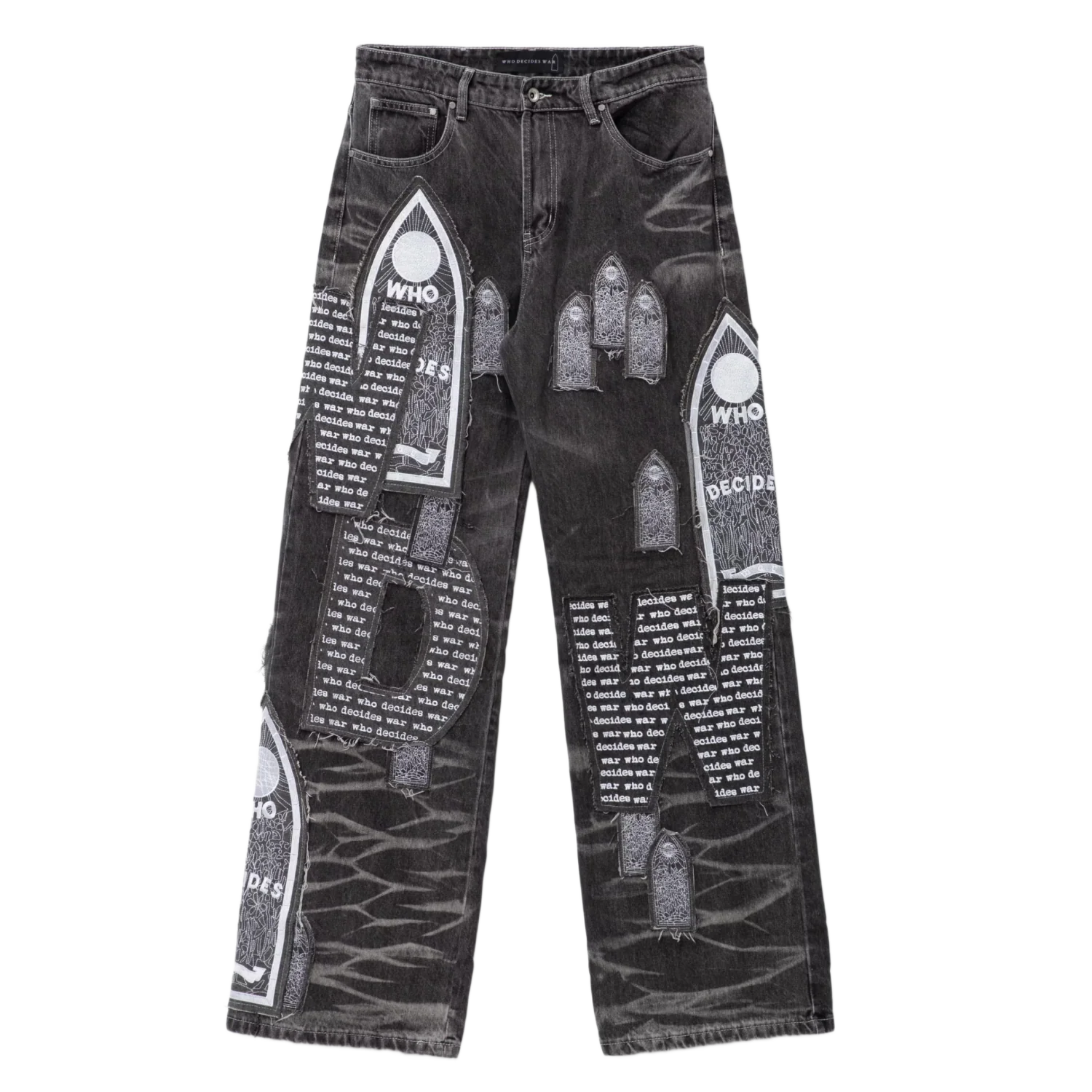 Who Decides War 'Motif Patch' Black Jeans