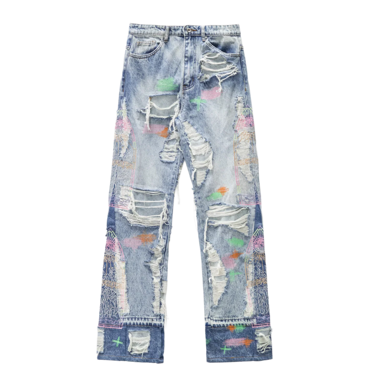Who Decides War 'Technicolor Embroidery 'Blue Denim Jeans